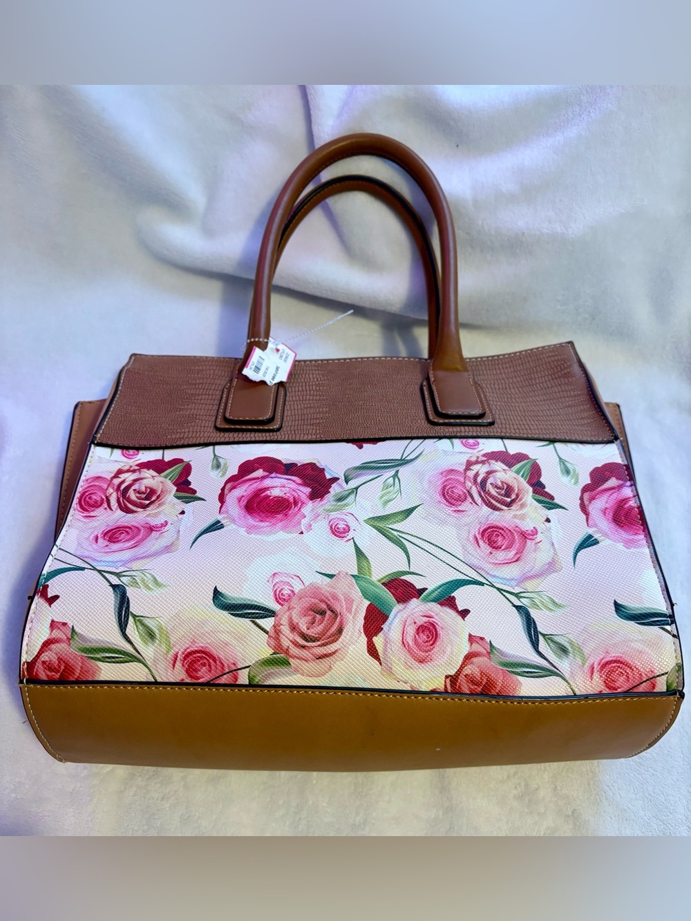 Floral Rose Satchel in Pink and Brown